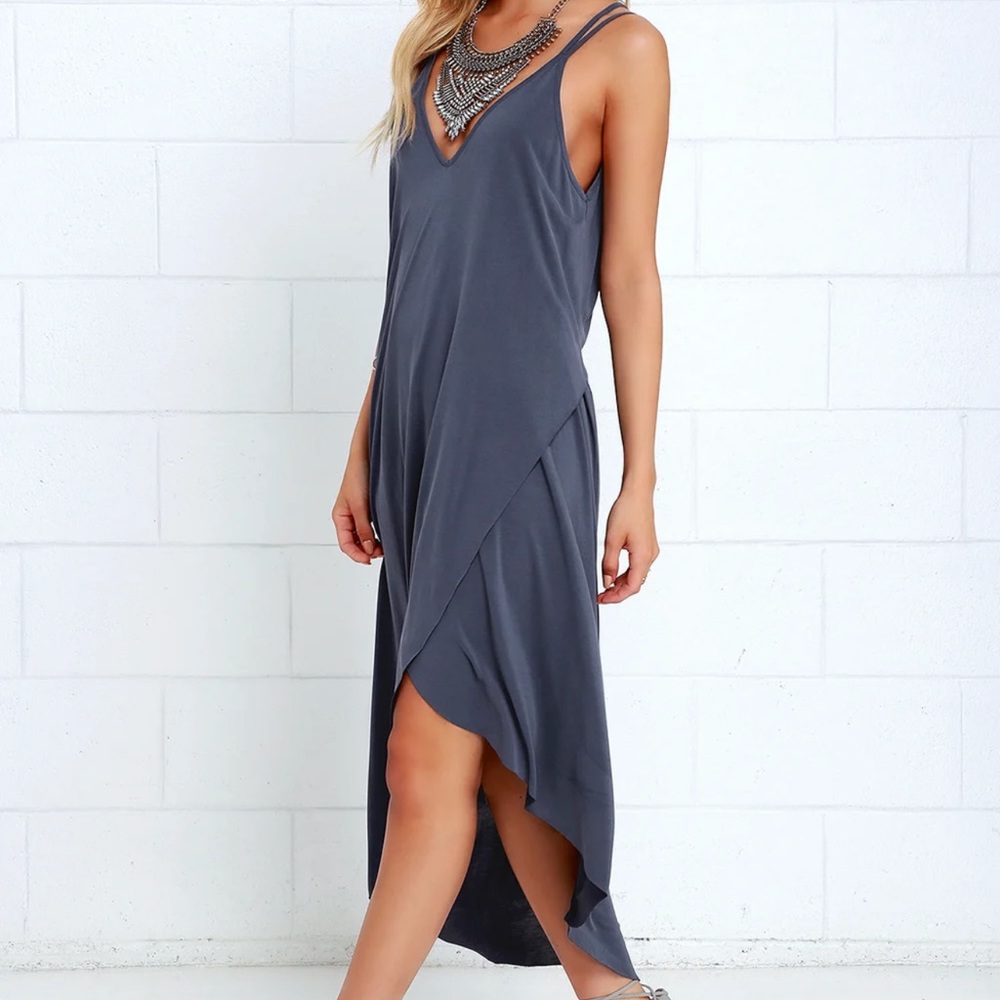 Mood and Melody Washed Blue High-Low Dress